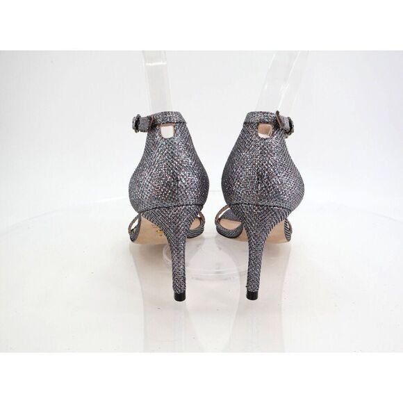 Stuart Weitzman Nunaked Ankle Strap Sandals Silver Gray Glitter Size 5 Evening - Picture 4 of 13